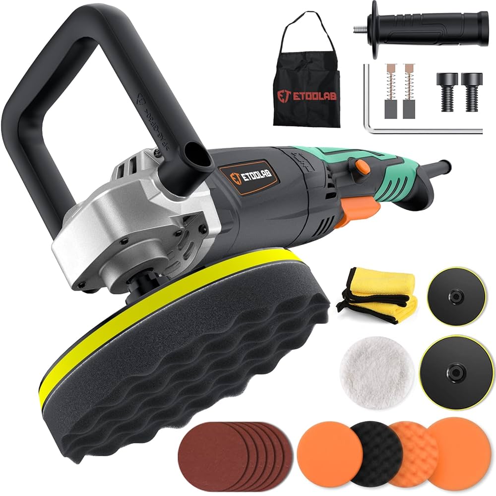 ETOOLAB 1200W Car Buffer Polisher Kit, 6 Variable Speed 6/7 Inch Detailing Machine
